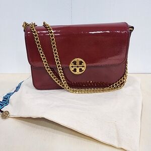 Tory Burch Chelsea red burgundy shoulder bag